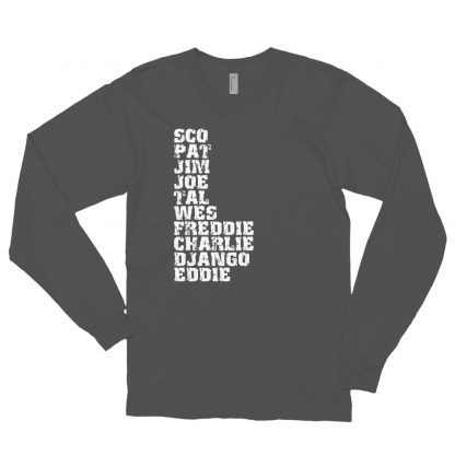 Influential Jazz Guitarists List Long-Sleeve T-Shirt (light design) - Image 3