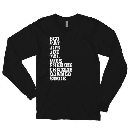 Influential Jazz Guitarists List Long-Sleeve T-Shirt (light design) - Image 2