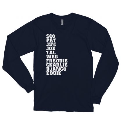 Influential Jazz Guitarists List Long-Sleeve T-Shirt (light design)