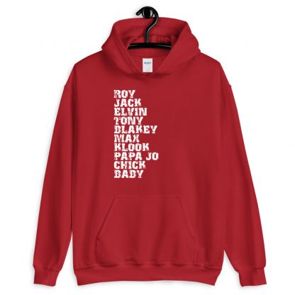 Influential Jazz Drummers List Unisex Hoodie (light design) - Image 6