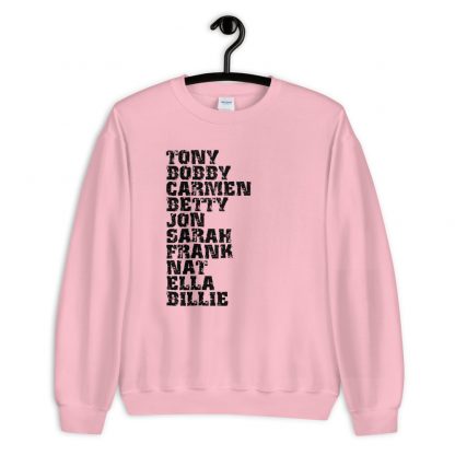 Influential Jazz Vocalists List Unisex Sweatshirt (dark design) - Image 4