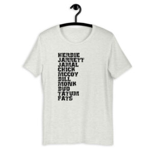 Influential Jazz Pianists List Short-Sleeve Unisex T-Shirt (dark design)