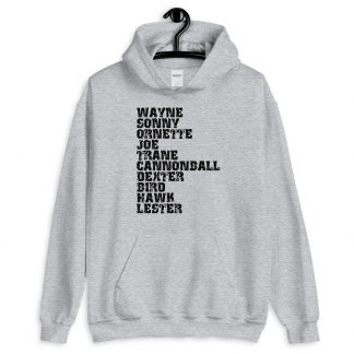 Influential Jazz Saxophone List Unisex Hoodie (dark design)