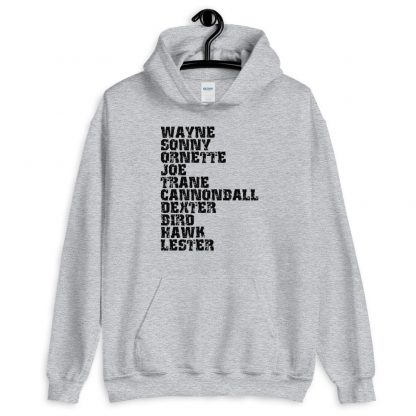 Influential Jazz Saxophone List Unisex Hoodie (dark design)