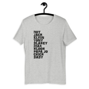 Influential Jazz Drummers List Short-Sleeve Unisex T-Shirt (dark design)