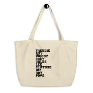 Influential Jazz Trumpet List Large Organic Tote Bag (dark design)