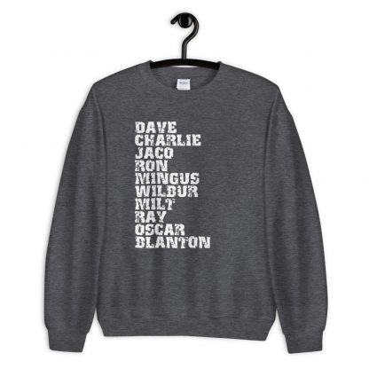 Influential Jazz Bassists List Unisex Sweatshirt (light design) - Image 3