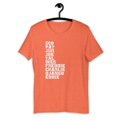 Influential Jazz Guitarists List Short-Sleeve Unisex T-Shirt (light design) - Image 10
