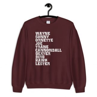 Influential Jazz Saxophone List Unisex Sweatshirt (light design)