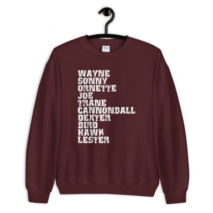 Influential Jazz Saxophone List Unisex Sweatshirt (light design)