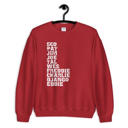 Influential Jazz Guitarists List Unisex Sweatshirt (light design) - Image 7