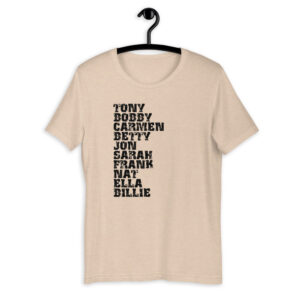 Influential Jazz Vocalists List Short-Sleeve Unisex T-Shirt (dark design)