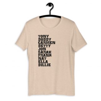Influential Jazz Vocalists List Short-Sleeve Unisex T-Shirt (dark design)