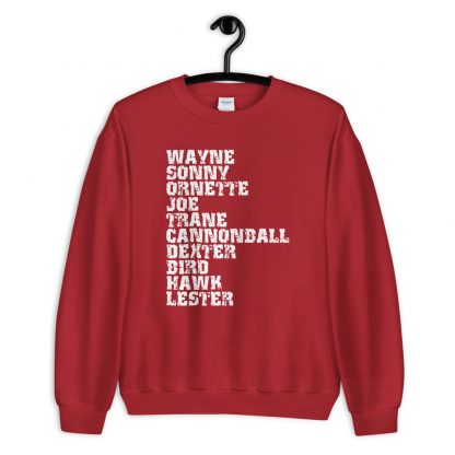 Influential Jazz Saxophone List Unisex Sweatshirt (light design) - Image 7