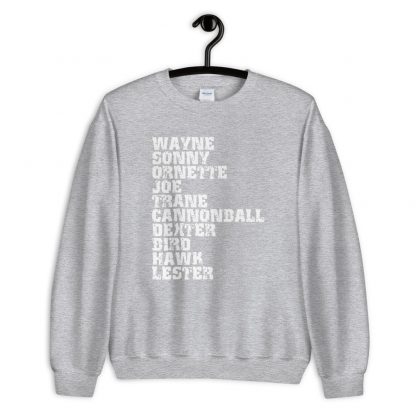 Influential Jazz Saxophone List Unisex Sweatshirt (light design) - Image 5