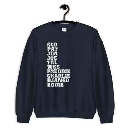 Influential Jazz Guitarists List Unisex Sweatshirt (light design) - Image 4