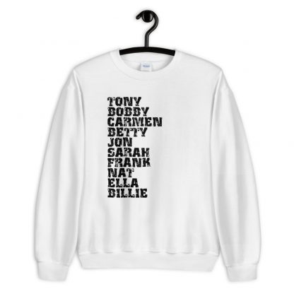 Influential Jazz Vocalists List Unisex Sweatshirt (dark design) - Image 2