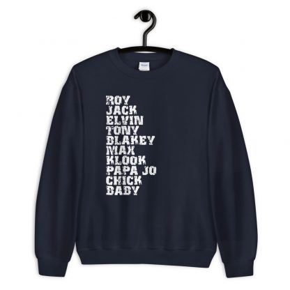 Influential Jazz Drummers List Unisex Sweatshirt (light design) - Image 4