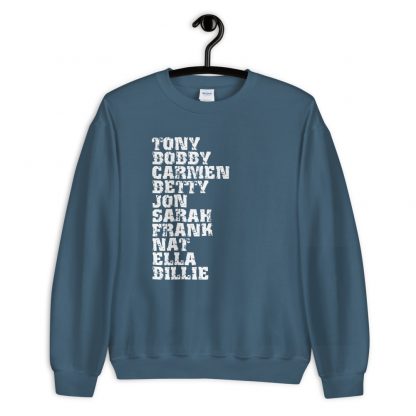 Influential Jazz Vocalists List Unisex Sweatshirt (light design) - Image 5