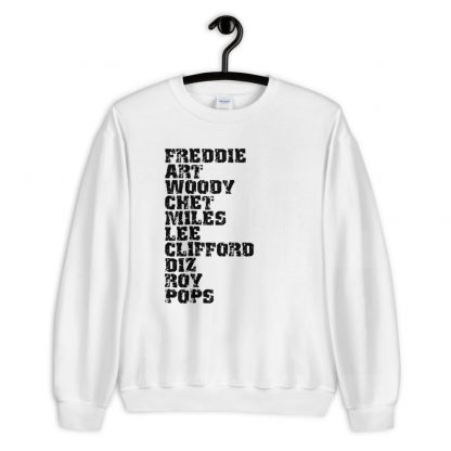 Influential Jazz Trumpet List Unisex Sweatshirt (dark design) - Image 2