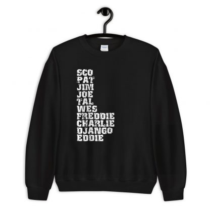 Influential Jazz Guitarists List Unisex Sweatshirt (light design) - Image 2