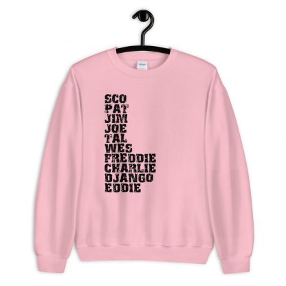 Influential Jazz Guitarists List Unisex Sweatshirt (dark design) - Image 4