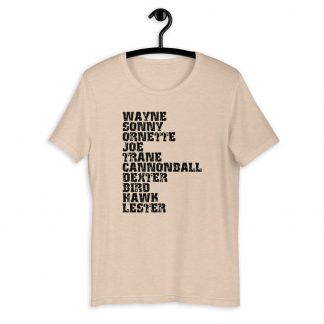 Influential Jazz Saxophone List Short-Sleeve Unisex T-Shirt (dark design)