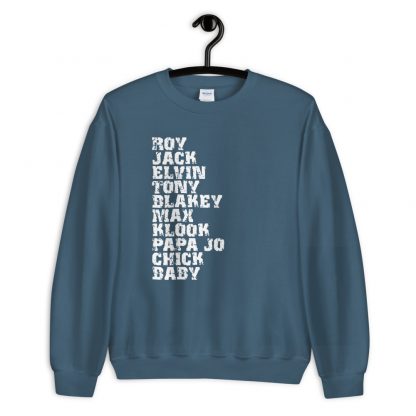 Influential Jazz Drummers List Unisex Sweatshirt (light design) - Image 6
