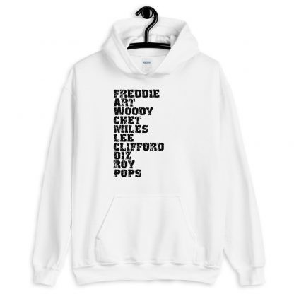 Influential Jazz Trumpet List Unisex Hoodie (dark design) - Image 2