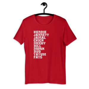 Influential Jazz Pianists List Short-Sleeve Unisex T-Shirt (light design)