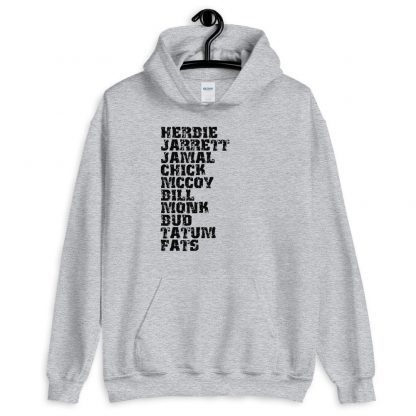 Influential Jazz Pianists List Unisex Hoodie (dark design) - Image 3