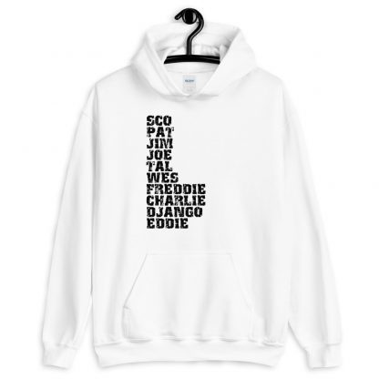 Influential Jazz Guitarists List Unisex Hoodie (dark design) - Image 2