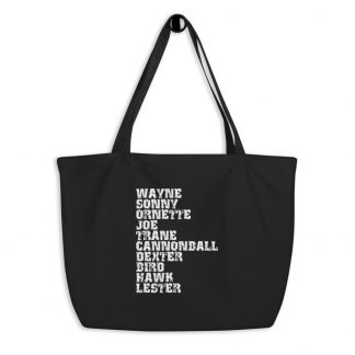 Influential Jazz Saxophone List Large Organic Tote Bag (light design)
