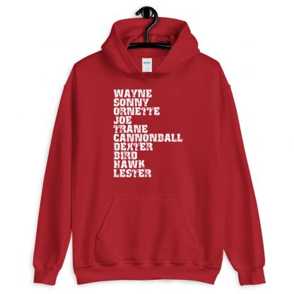 Influential Jazz Saxophone List Unisex Hoodie (light design) - Image 6