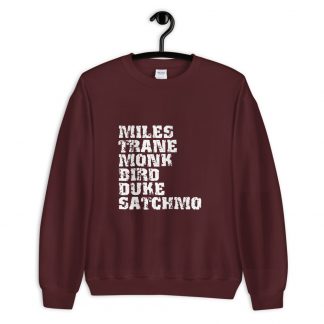 Influential Jazz Icons List Unisex Sweatshirt (light design)