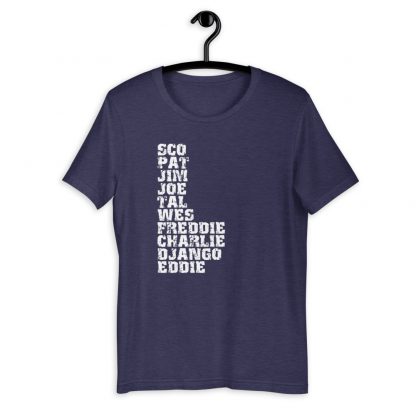 Influential Jazz Guitarists List Short-Sleeve Unisex T-Shirt (light design) - Image 5