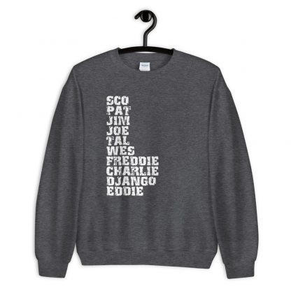Influential Jazz Guitarists List Unisex Sweatshirt (light design) - Image 3