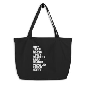 Influential Jazz Drummers List Large Organic Tote Bag (light design)