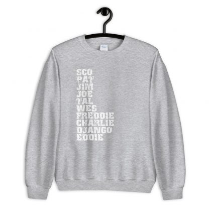 Influential Jazz Guitarists List Unisex Sweatshirt (light design) - Image 5