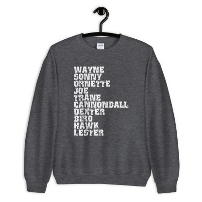 Influential Jazz Saxophone List Unisex Sweatshirt (light design) - Image 3