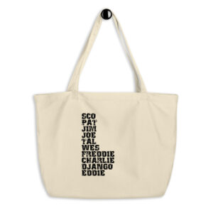 Influential Jazz Guitarists List Large Organic Tote Bag (dark design)