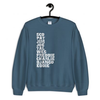 Influential Jazz Guitarists List Unisex Sweatshirt (light design) - Image 6