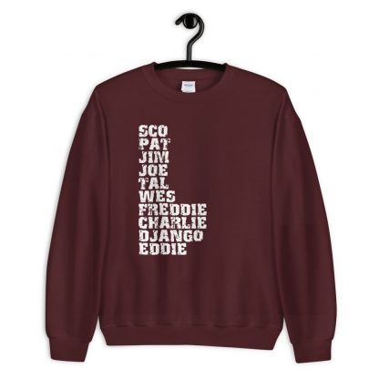 Influential Jazz Guitarists List Unisex Sweatshirt (light design)