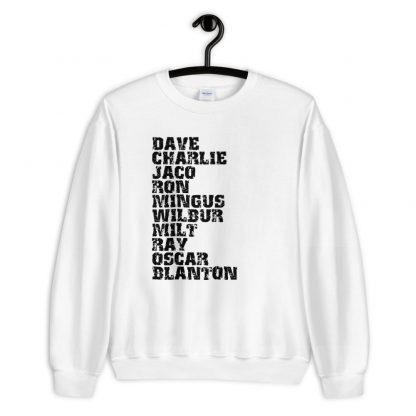 Influential Jazz Bassists List Unisex Sweatshirt (dark design) - Image 2