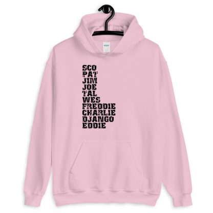 Influential Jazz Guitarists List Unisex Hoodie (dark design) - Image 4