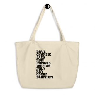 Influential Jazz Bassists List Large Organic Tote Bag (dark design)