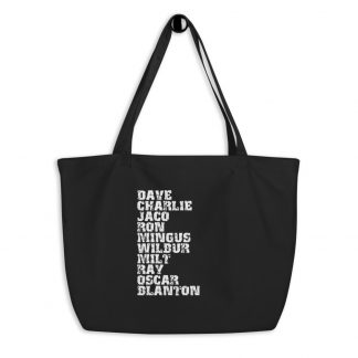 Influential Jazz Bassists List Large Organic Tote Bag (light design)