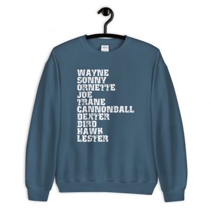 Influential Jazz Saxophone List Unisex Sweatshirt (light design) - Image 6