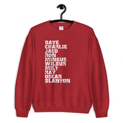 Influential Jazz Bassists List Unisex Sweatshirt (light design) - Image 7