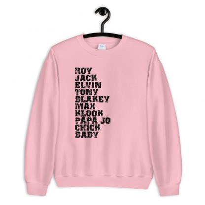 Influential Jazz Drummers List Unisex Sweatshirt (dark design) - Image 4